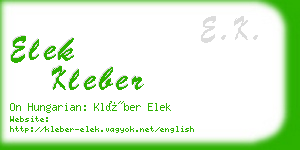 elek kleber business card